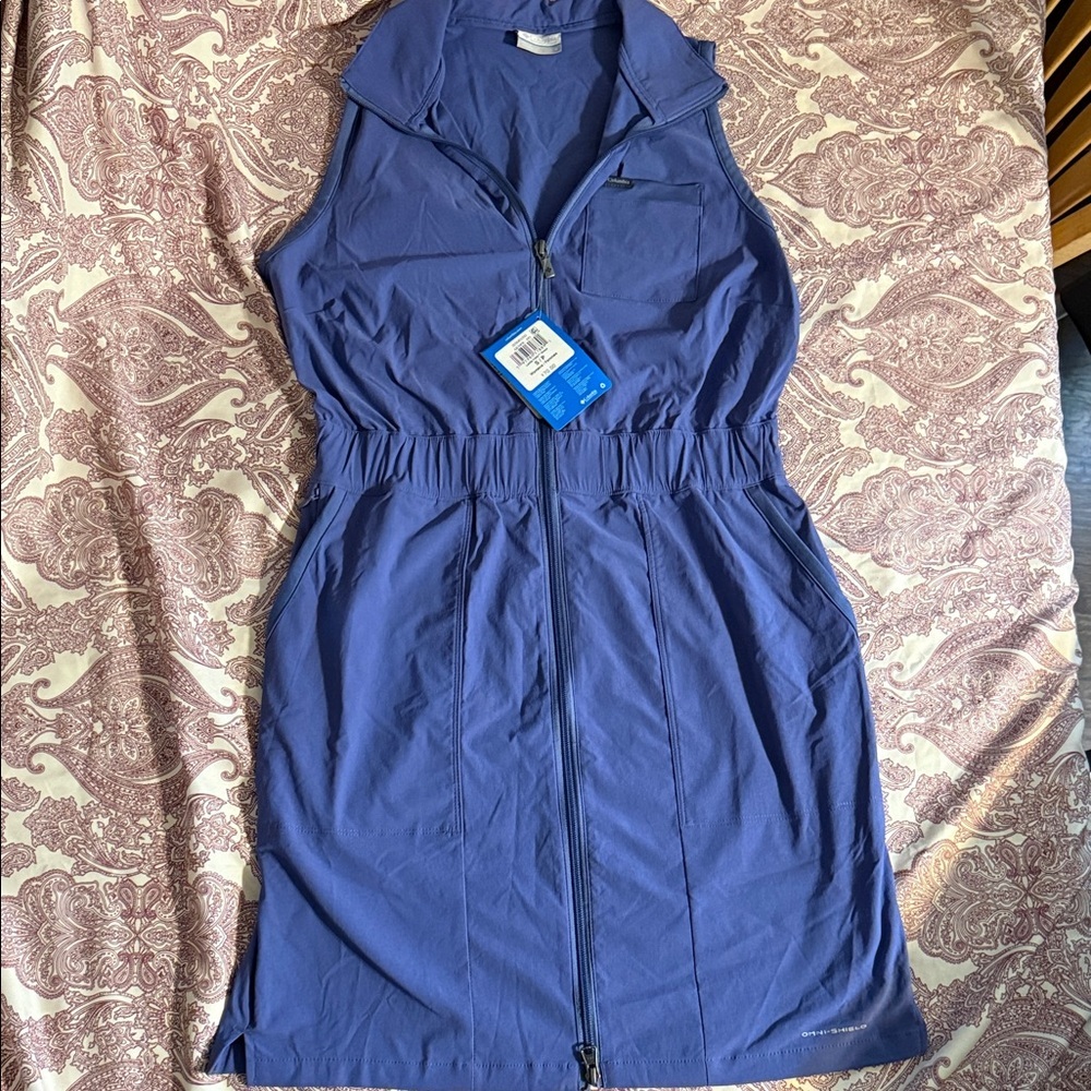 Columbia Activewear Elegant Blue Zip-Up Sleeveless Dress​